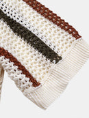 Polo de crochet a rayas con cuello de pico