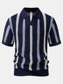Polo de crochet a rayas con cuello de pico