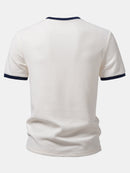 Camiseta Waffle de Contraste con Bolsillo